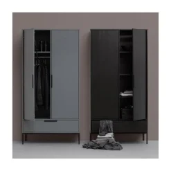 Adam 2-deurs Kledingkast grenen zwart 100cm