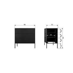 Adam Ladekast grenen zwart 94cm