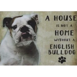 A home English Bulldog - metalen bord