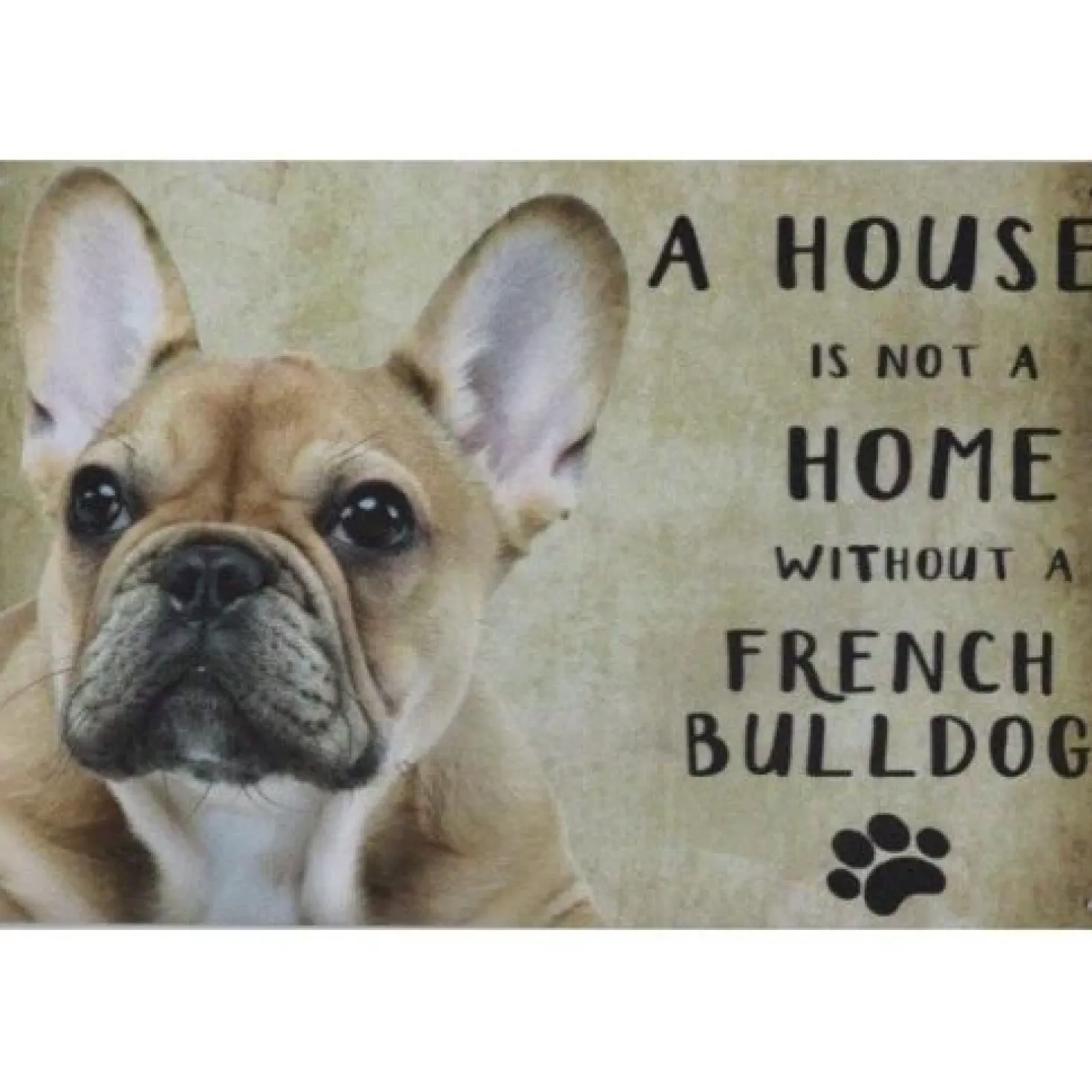 A home French Bulldog - metalen bord