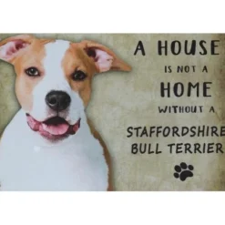A home Staffordshire Bull Terriër - metalen bord