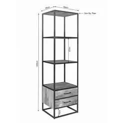 Alaska Boekenkast Met lades Mangohout 55cm