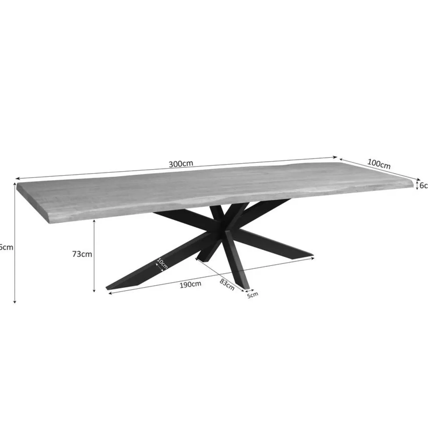 Alaska Boomstamtafel Mangohout 300cm