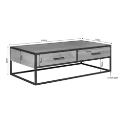 Alaska Salontafel Rechthoekig Met lades Mangohout 130cm