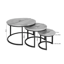 Alaska Salontafel Set van 3 rond Mangohout