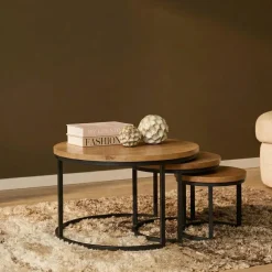 Alaska Salontafel Set van 3 rond Mangohout