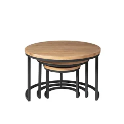 Alaska Salontafel Set van 3 rond Mangohout