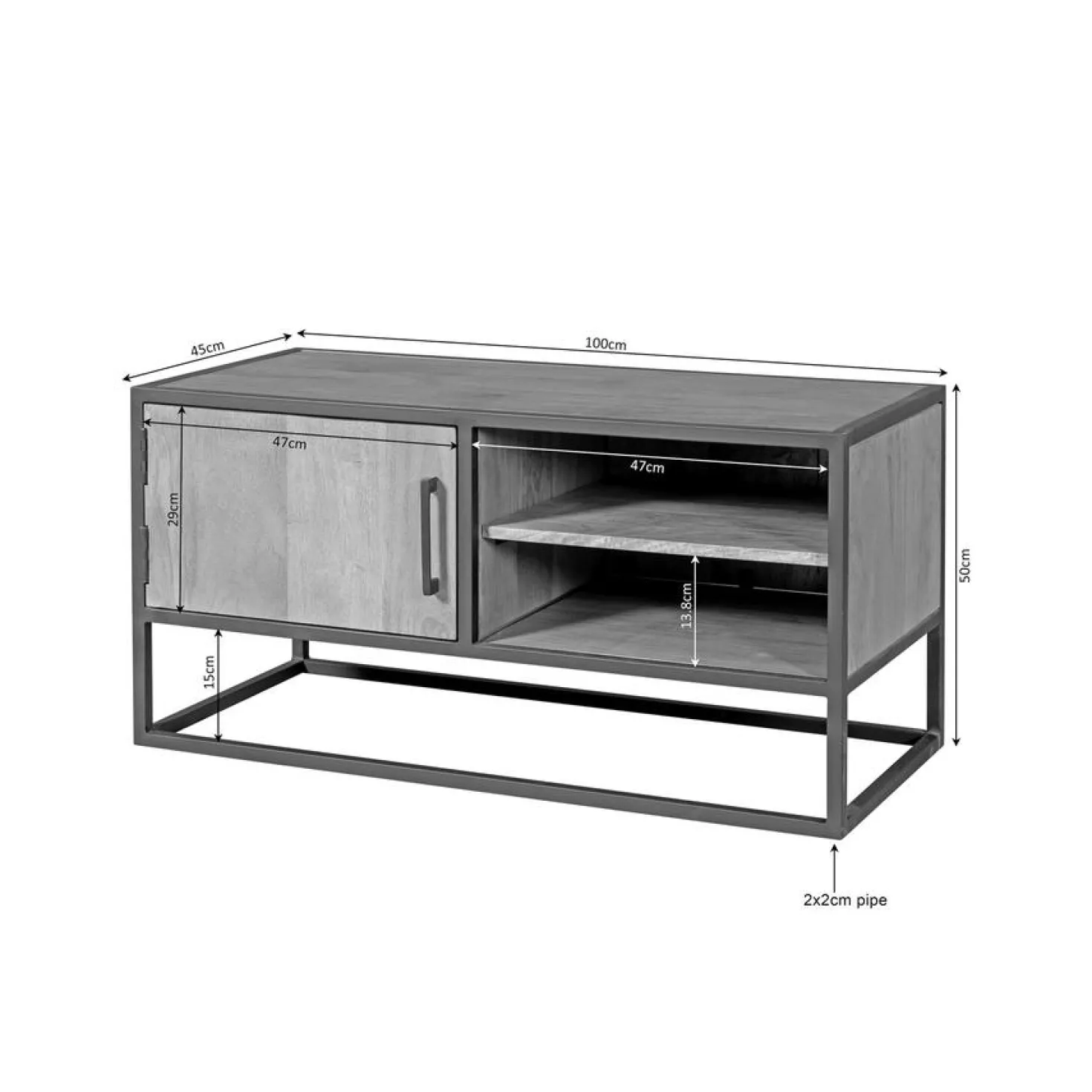 Alaska Tv meubel Mangohout 100cm