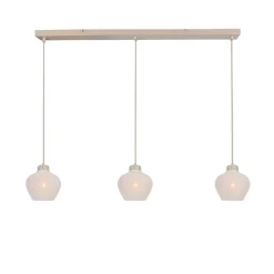 Alessia 3-lichts Hanglamp Travertin met linnen