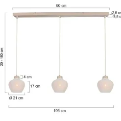 Alessia 3-lichts Hanglamp Travertin met linnen