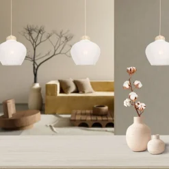 Alessia 3-lichts Hanglamp Travertin met linnen