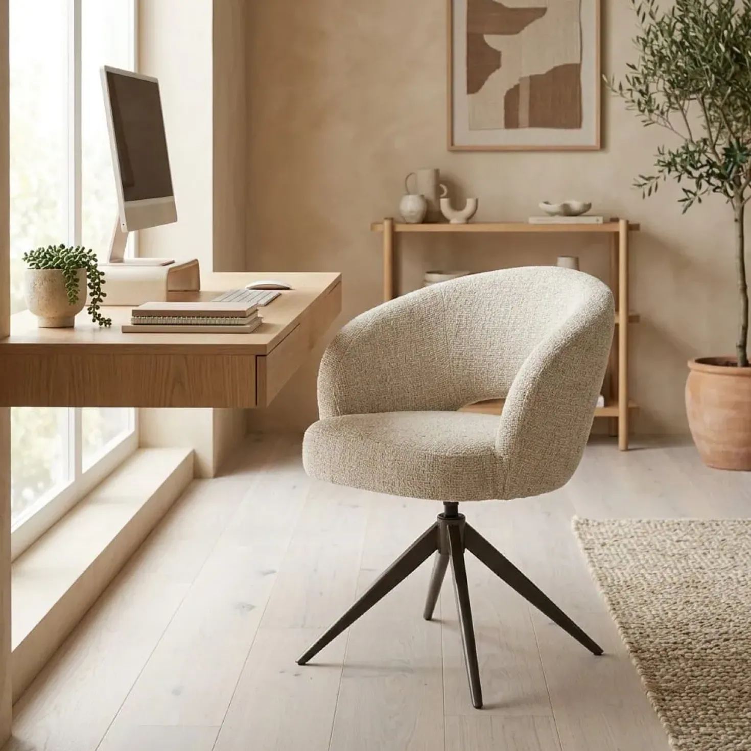 Alissa Eetkamerstoel Beige stof