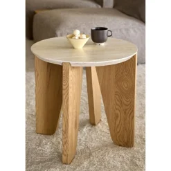 Almari Bijzettafel Beige rond 50cm