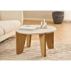 Almari Salontafel Beige rond 80cm