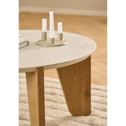 Almari Salontafel Beige rond 80cm