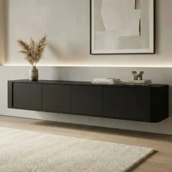 Amy Tv meubel zwevend Zwart mangohout 195 cm