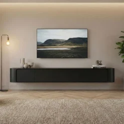 Amy Tv meubel zwevend Zwart mangohout 235 cm