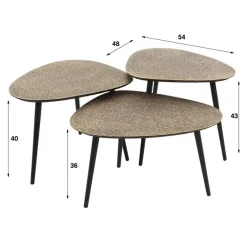 Andora Salontafel setvan 3 organisch antiek brons