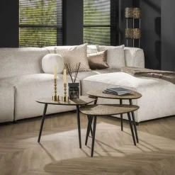 Andora Salontafel setvan 3 organisch antiek brons