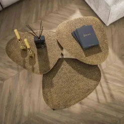 Andora Salontafel setvan 3 organisch antiek brons