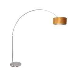 Ariana 1-lichts Vloerlamp Staal met Goud Velvet kap