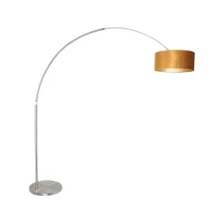 Ariana 1-lichts Vloerlamp Staal met Goud Velvet kap