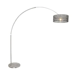 Ariana 1-lichts Vloerlamp Staal met Zwart Sizoflor kap