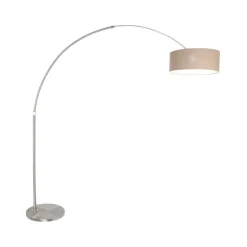 Ariana 1-lichts Vloerlamp Staal met Grijs Linnen kap