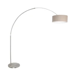 Ariana 1-lichts Vloerlamp Staal met Grijs Linnen kap