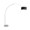 Ariana 1-lichts Vloerlamp Staal met Groen Velvet kap