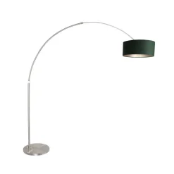 Ariana 1-lichts Vloerlamp Staal met Groen Velvet kap