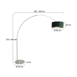 Ariana 1-lichts Vloerlamp Staal met Groen Velvet kap