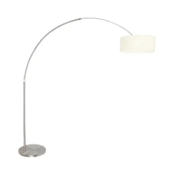 Ariana 1-lichts Vloerlamp Staal met Wit Linnen kap