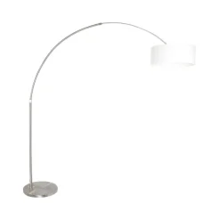 Ariana 1-lichts Vloerlamp Staal met Wit Linnen kap