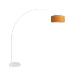 Ariana 1-lichts Vloerlamp Wit met Goud Velvet kap