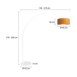 Ariana 1-lichts Vloerlamp Wit met Goud Velvet kap