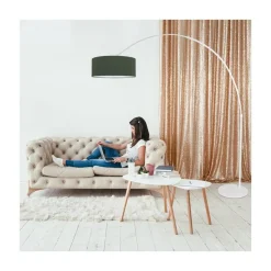 Ariana 1-lichts Vloerlamp Wit met Groen Velvet kap
