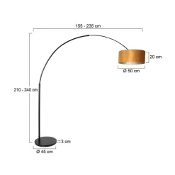 Ariana 1-lichts Vloerlamp Zwart met Goud Velvet kap