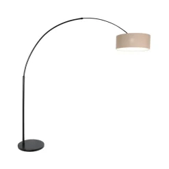 Ariana 1-lichts Vloerlamp Zwart met Grijs Linnen lage kap
