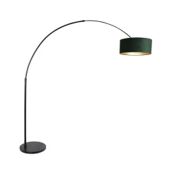 Ariana 1-lichts Vloerlamp Zwart met Groen Velvet kap