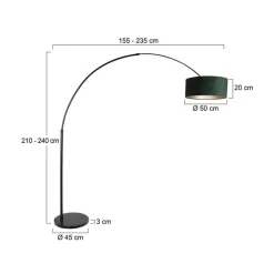 Ariana 1-lichts Vloerlamp Zwart met Groen Velvet kap