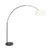 Ariana 1-lichts Vloerlamp Zwart met Wit Linnen lage kap
