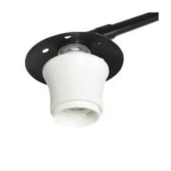 Ariana 1-lichts Vloerlamp Zwart met Wit Linnen lage kap