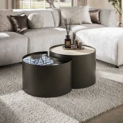 Arianna Salontafel Set van 2 Rond keramiek glas 60cm