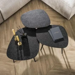 Arioni Salontafel set van 3 organisch metallic / zwart