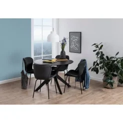 Arvon Eettafel Rond Zwart 105cm