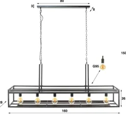 Aurora 6-lichts Hanglamp