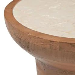Avie Bijzettafel Mangohout Travertin 33 cm