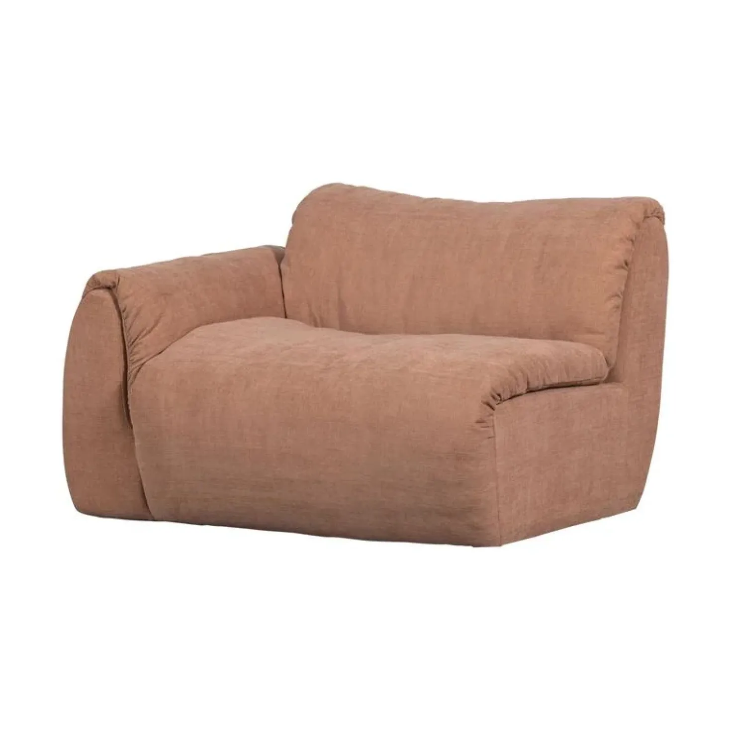 Baggy 1-zits element met arm links geweven chenille oudroze