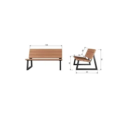 Banco Tuinbank hout/metaal naturel 138cm